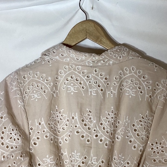 NWT SAM EDELMAN Schiffli Mini Shirtdress Puff Sleeve Eyelet Size 14 - Picture 10 of 13